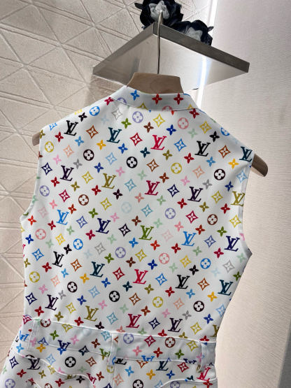Louis Vuit2025SS Printed Zip Leather Tag Vest Dress