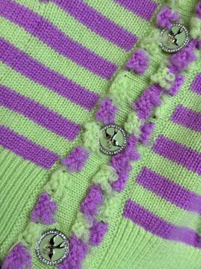 CHANE25SS Colorblocked Striped Cardigan