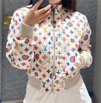 Louis vuit25SS stand-up collar double-sided printed design silk jacket