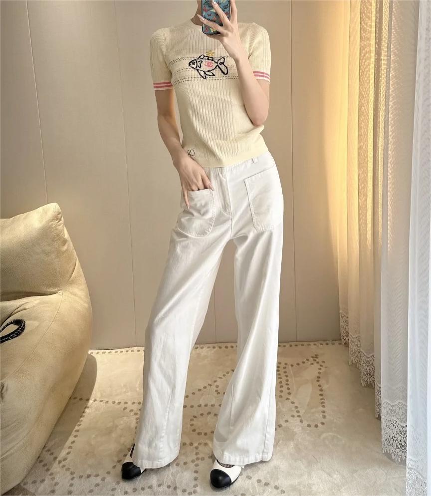 CHANE25SS Fish Crew Neck Knit Short Sleeve