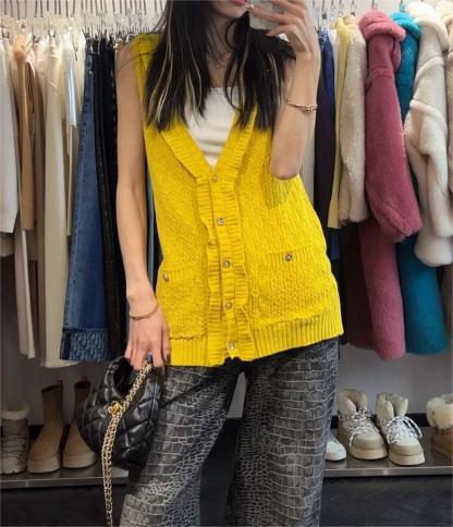 CHNEL25SS small perfume lace cut-out vest