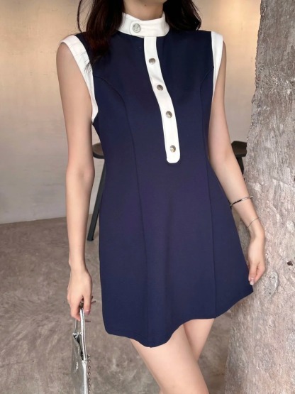 Louis vuit color clashing sleeveless dress