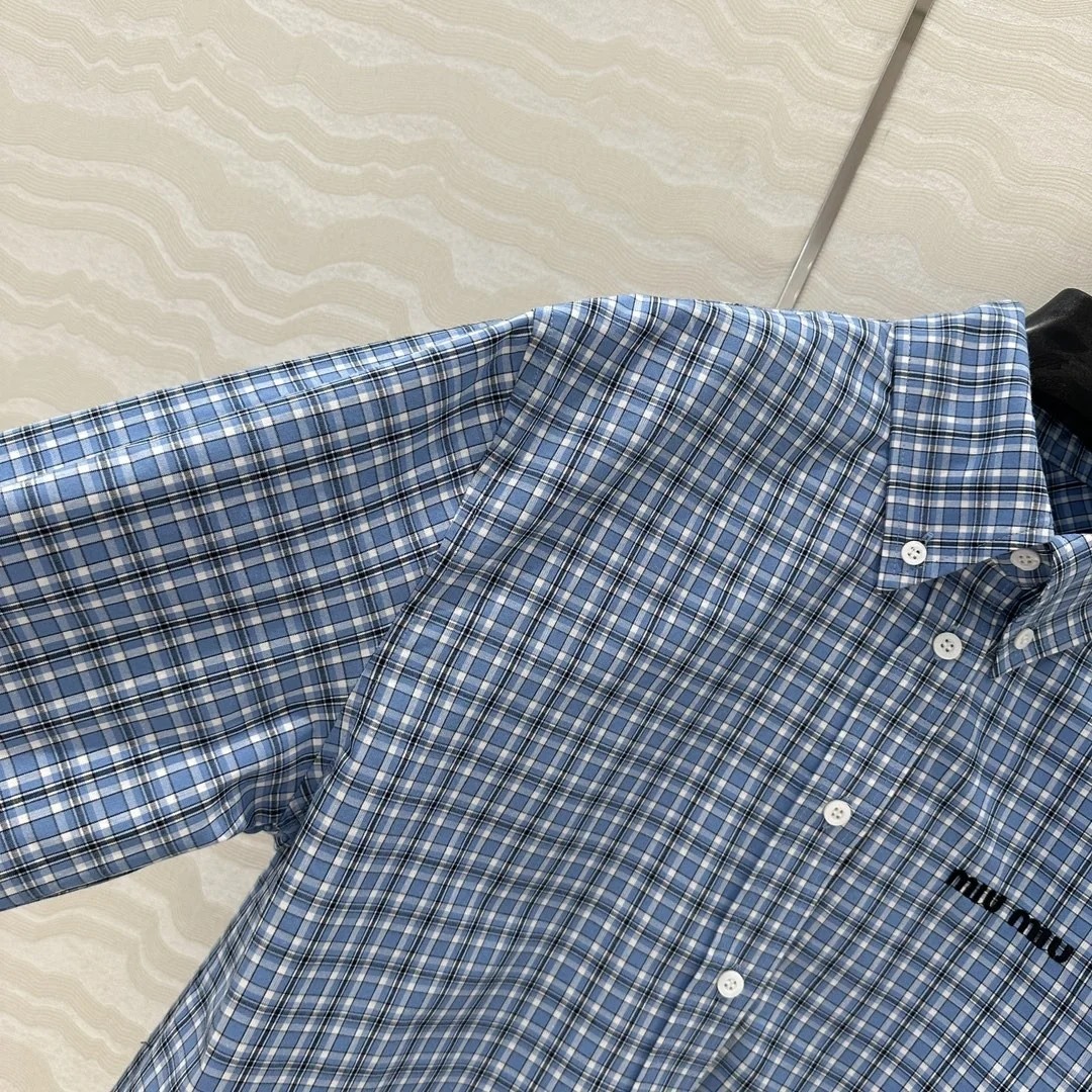 MIU Light Blue Plaid Shirt