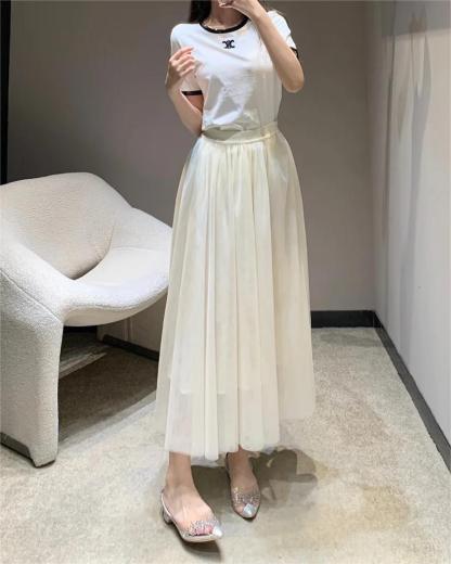 CHANE25SS Colorblocked Round Neck Logo Embroidery Slim Fit Short Sleeve T-Shirt