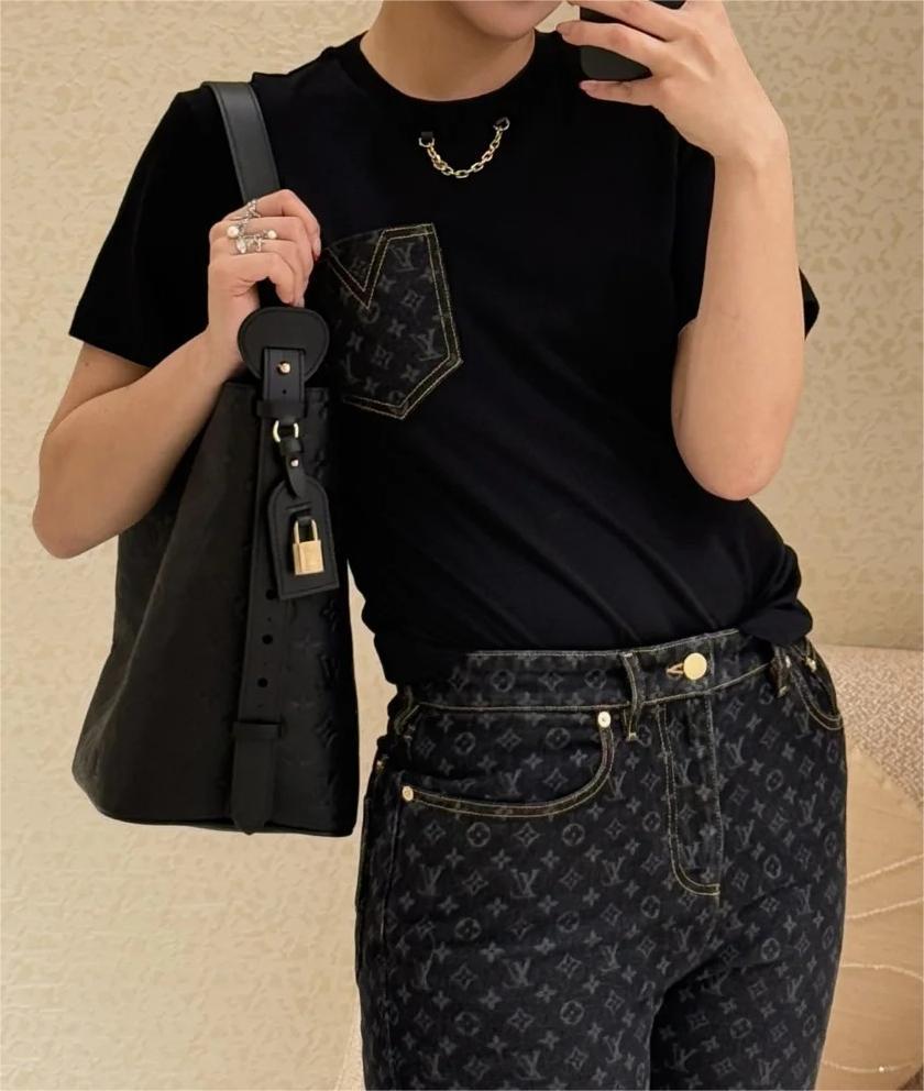 Louis Vuit25SS Jacquard Pocket T-Shirt