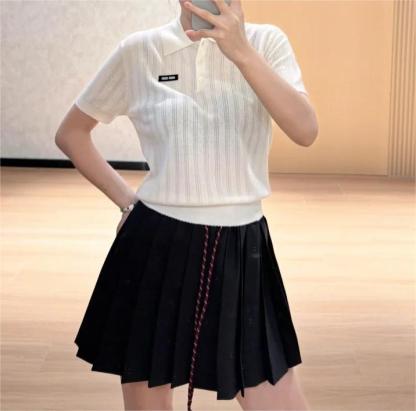 MIU25SS Wool Short Sleeve Polo Shirt