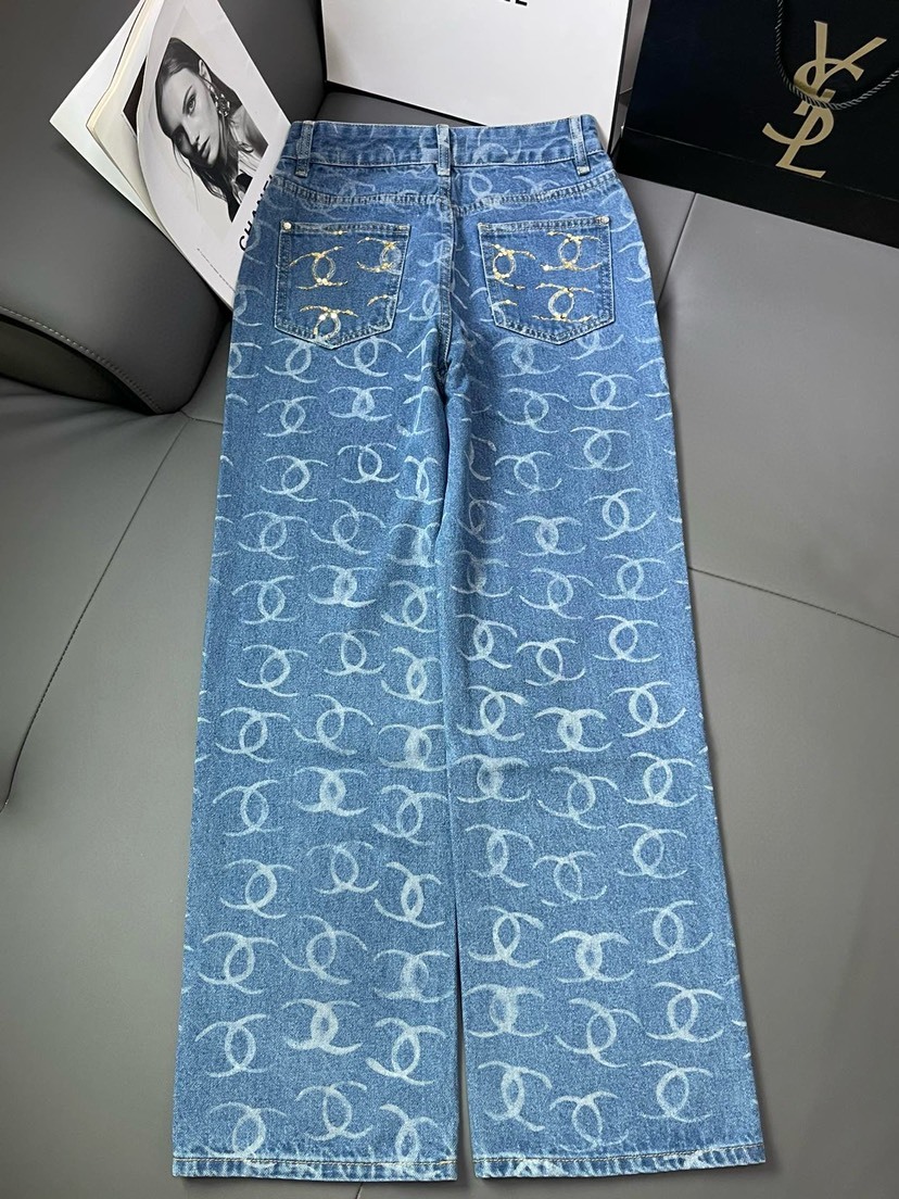 CHNEL Fragrance Full Print Back Pocket Beaded Trousers