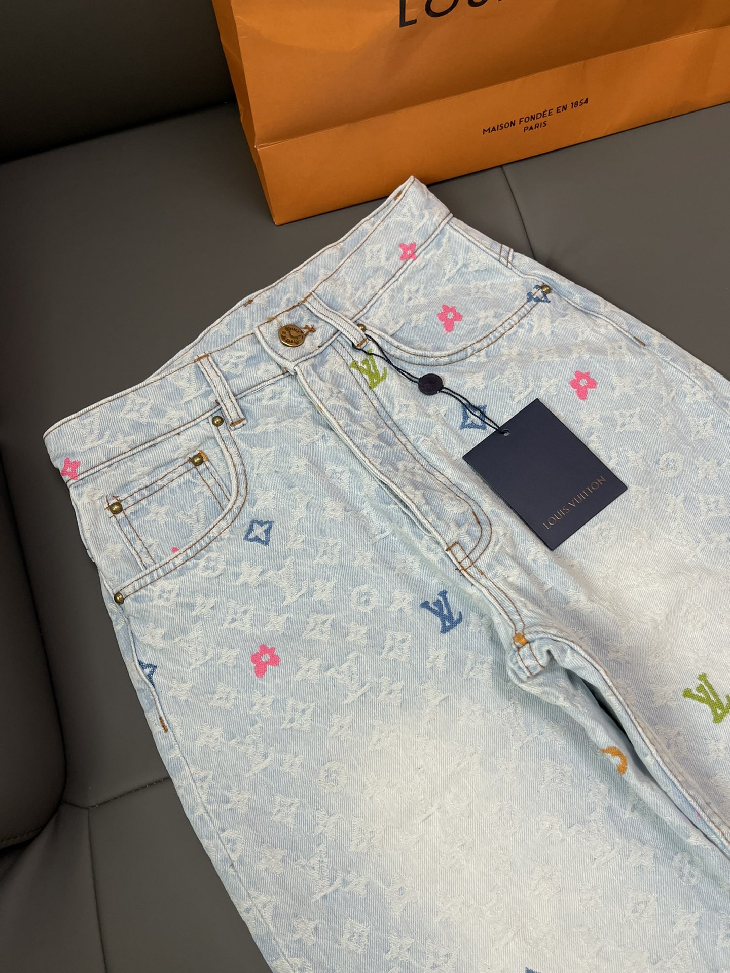 Louis Vuit Co-branded Candy Collection Denim Trousers