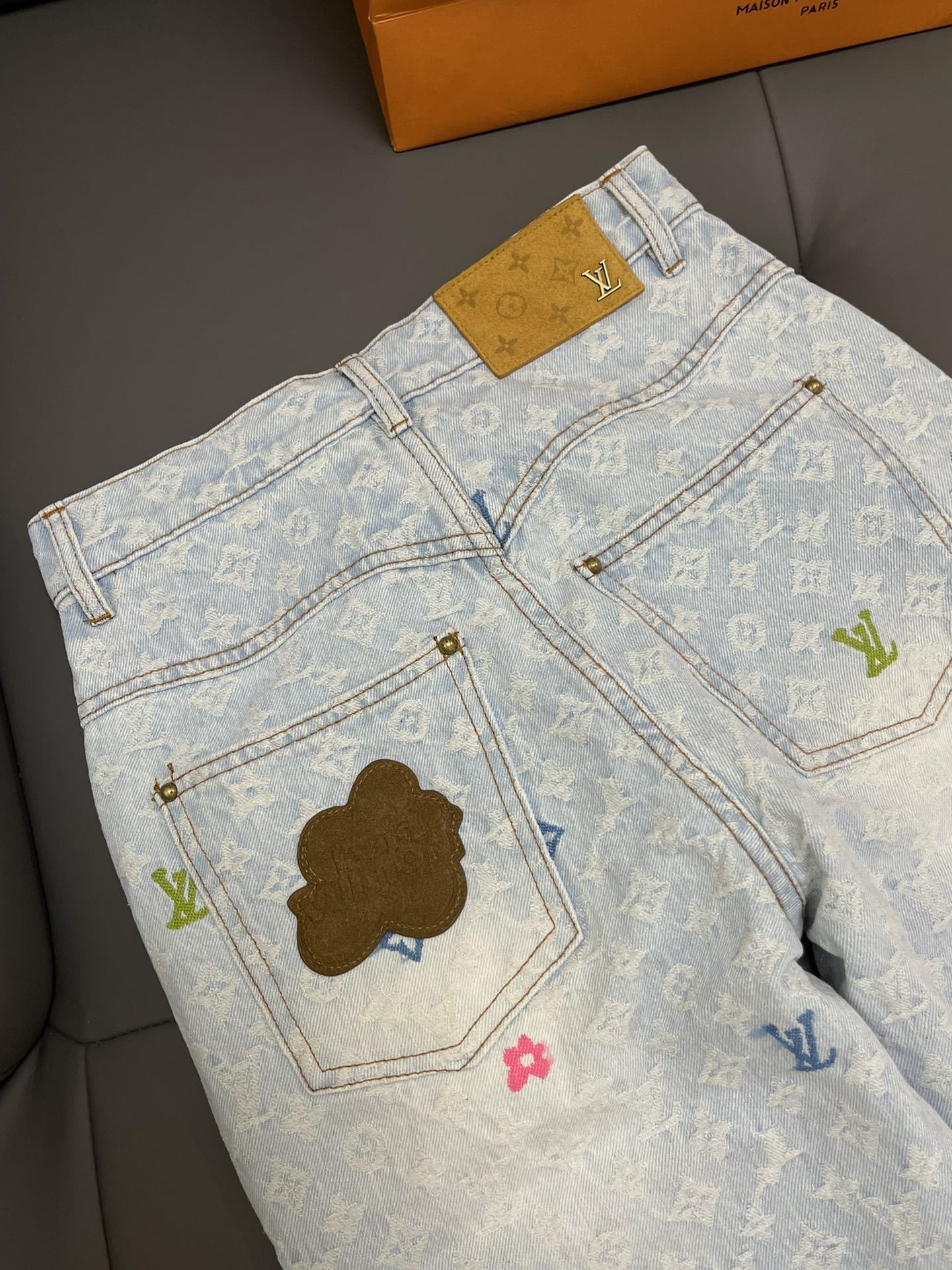 Louis Vuit Co-branded Candy Collection Denim Trousers