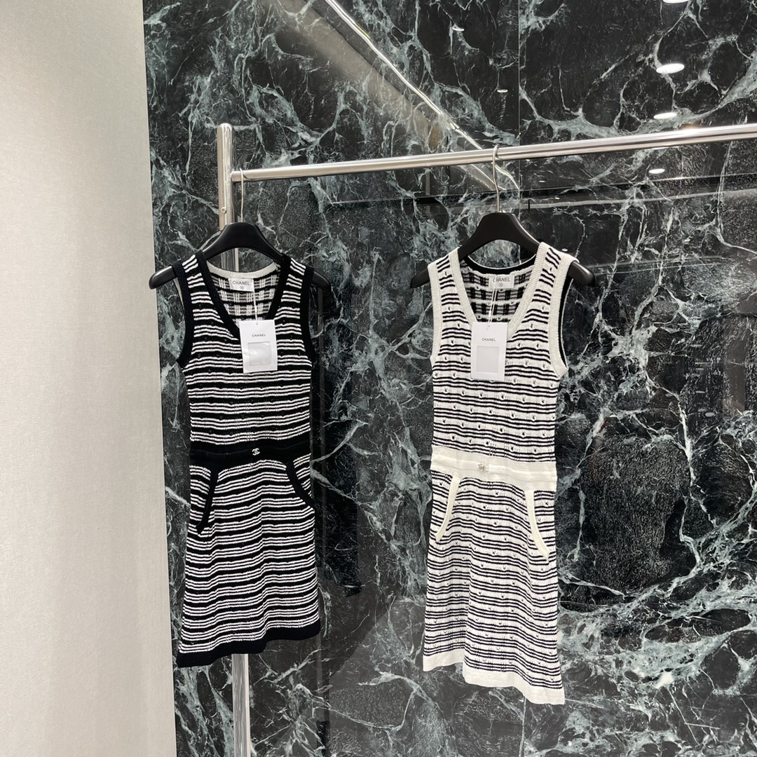 CHANE25SS Knitted Striped Tank Dress