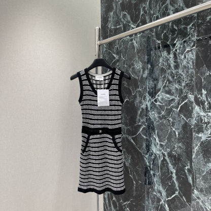 CHANE25SS Knitted Striped Tank Dress