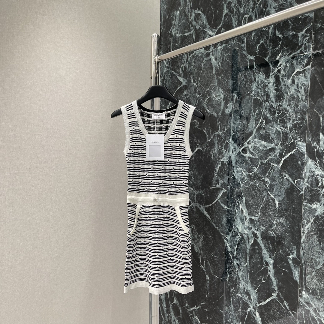 CHANE25SS Knitted Striped Tank Dress