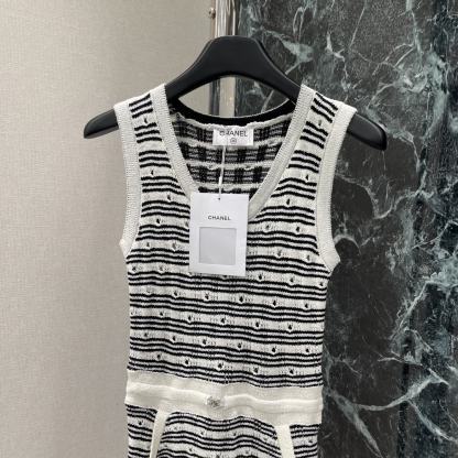 CHANE25SS Knitted Striped Tank Dress