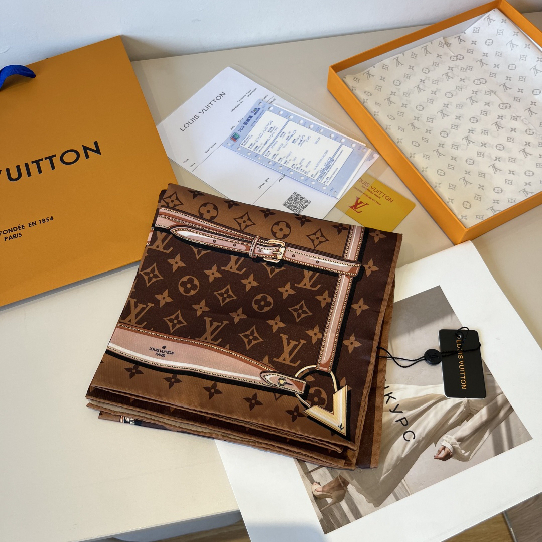 Louis Vuit 90x90cm Twill Silk Square Scarf