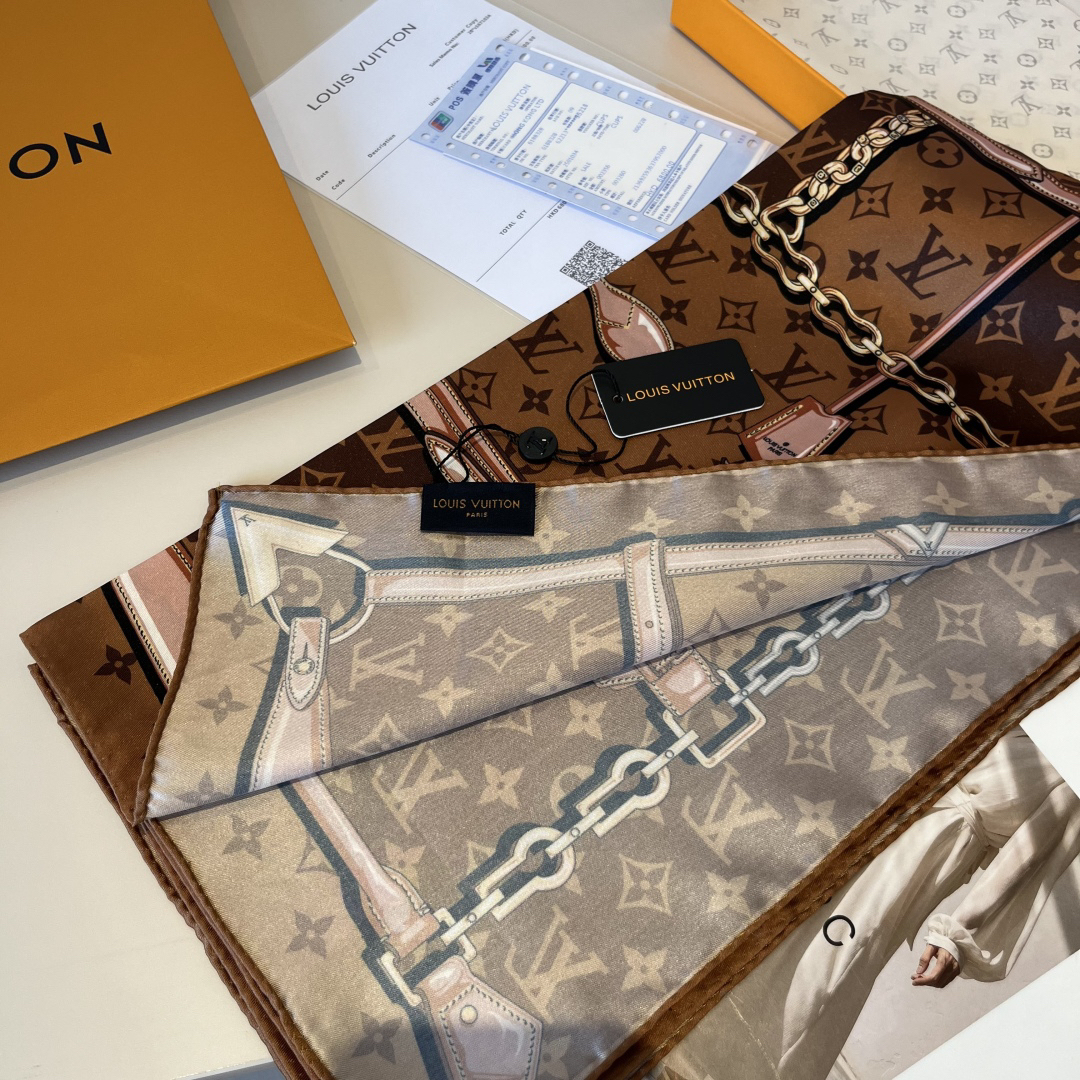 Louis Vuit 90x90cm Twill Silk Square Scarf