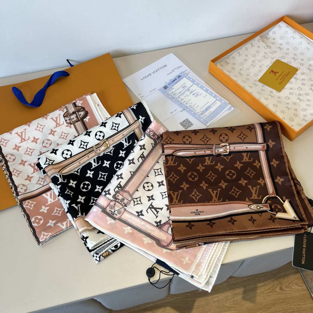 Louis Vuit 90x90cm Twill Silk Square Scarf