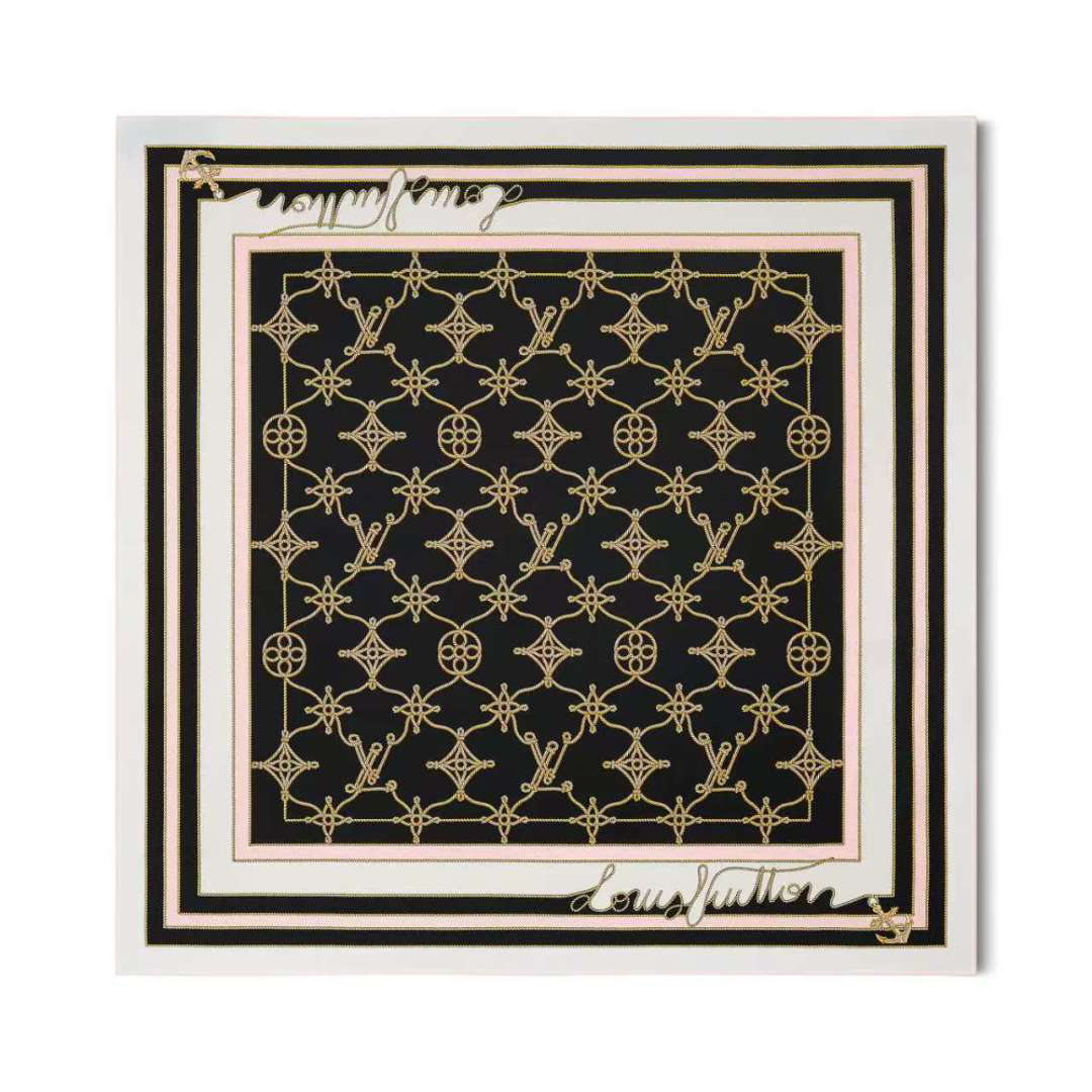 LU25SS90x90cm Nautical Style Mulberry Silk Square Scarf