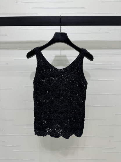 MIU25SS Three-dimensional hand-crocheted knitted vest