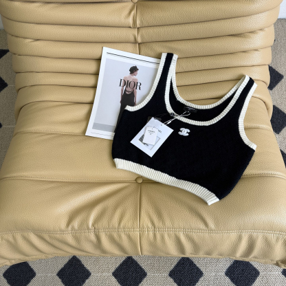 CHANE25SS black and white color clash knit undershirt