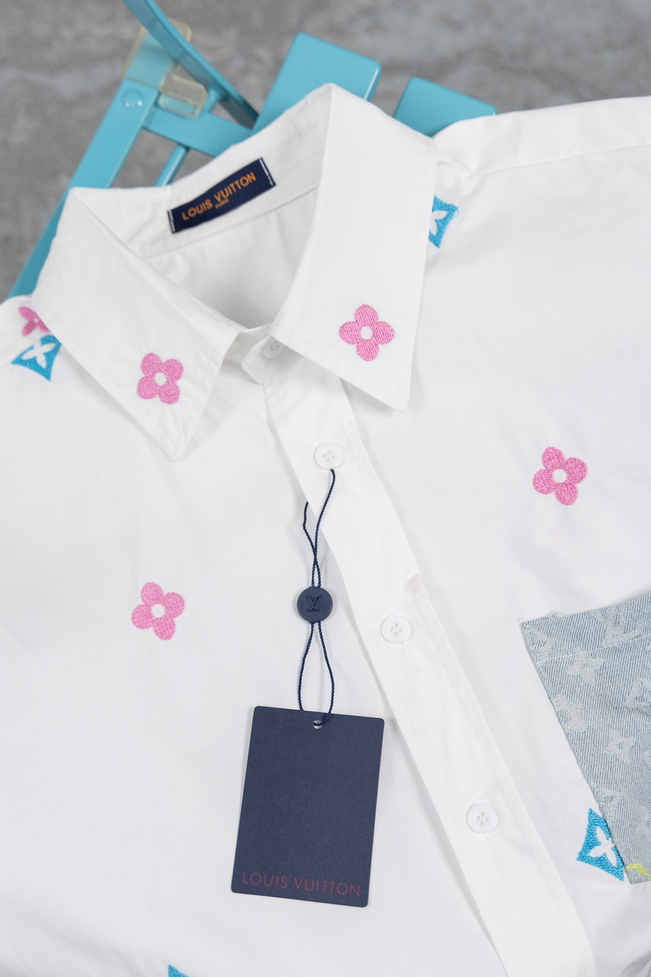 LU Pocket Patch Old Flower Embroidered Shirt Jacket