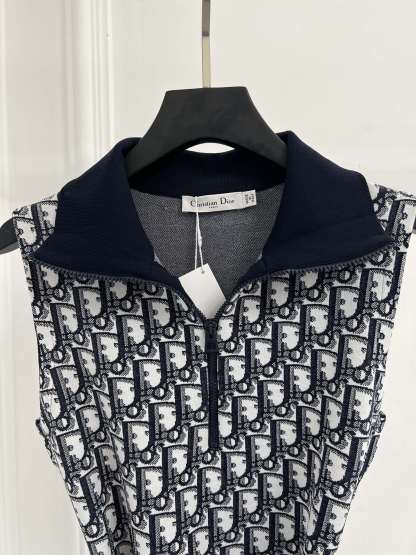 DIO Monogrammed Ribbed Neck Sleeveless Dress