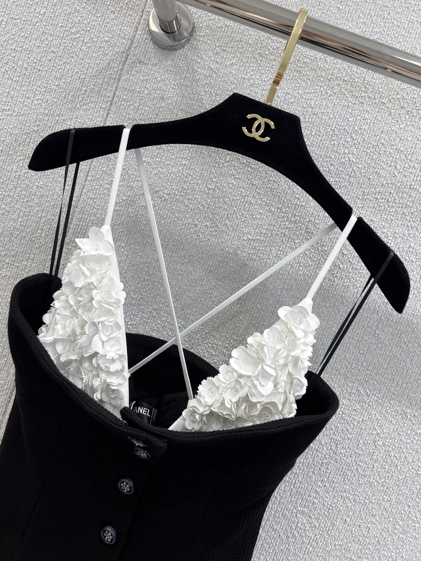 CHANE25SS French black and white patchwork bustier camisole