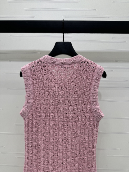 CHANE25SS round neck crochet pocket knit jacket