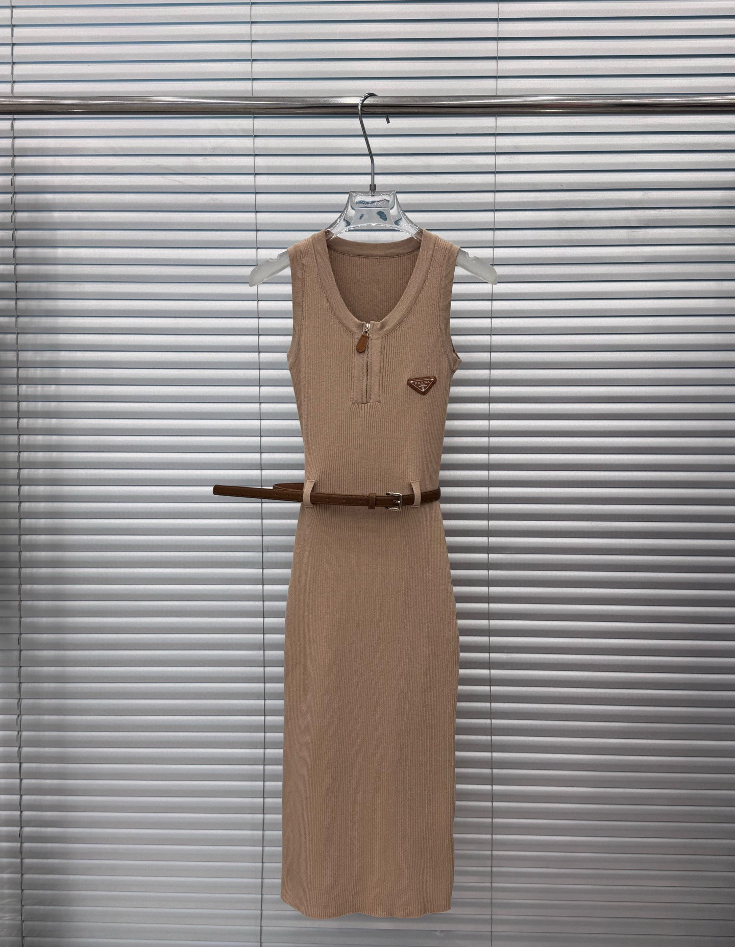 PRAD Triangle Label Zipper Dress