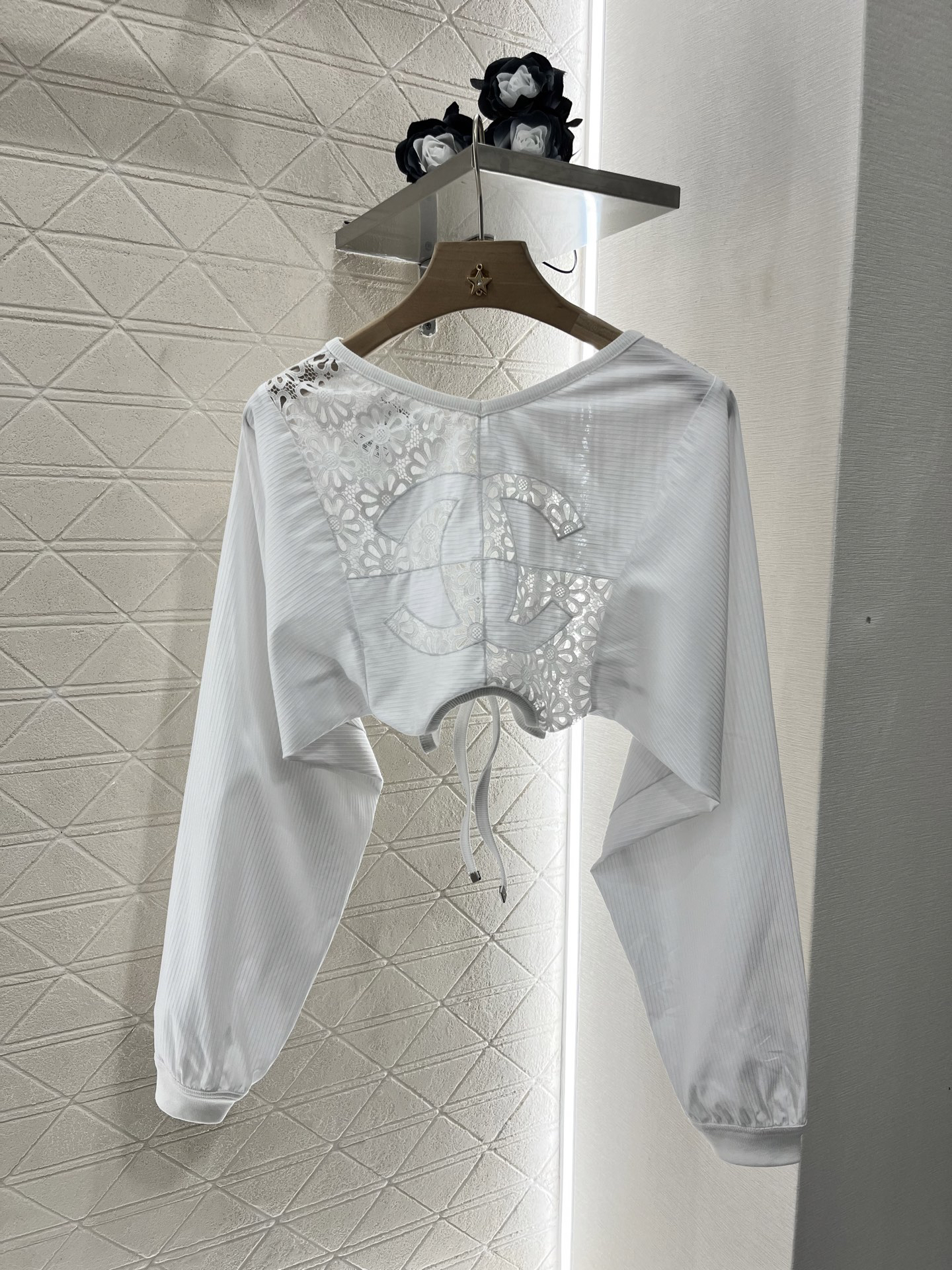 CHANE25SS Heavy Embroidered Silk Long Sleeve Top