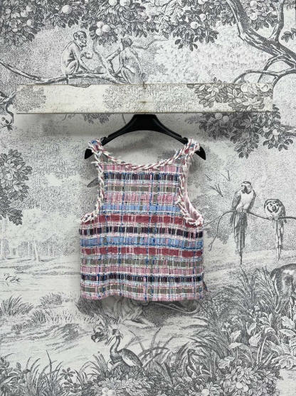 CHANE25SS Colorful Woven Tweed Vest