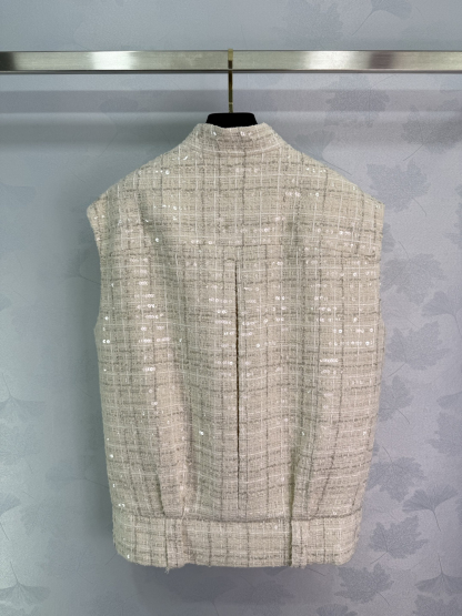 CHANE25SS Woven Plaid Vest