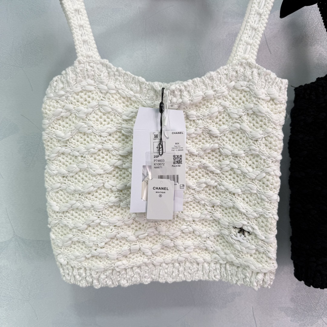CHANE25SS three-dimensional hand-crocheted knit tank top
