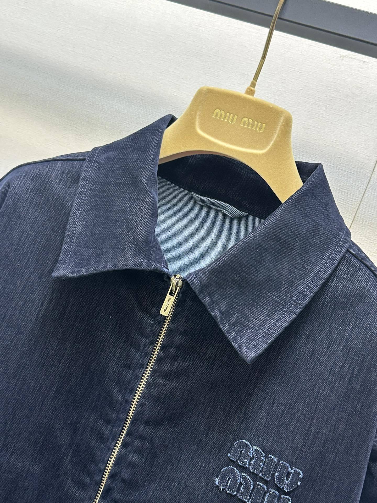 MIU25SS denim zipper jacket