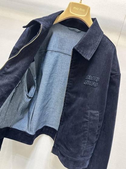 MIU25SS denim zipper jacket