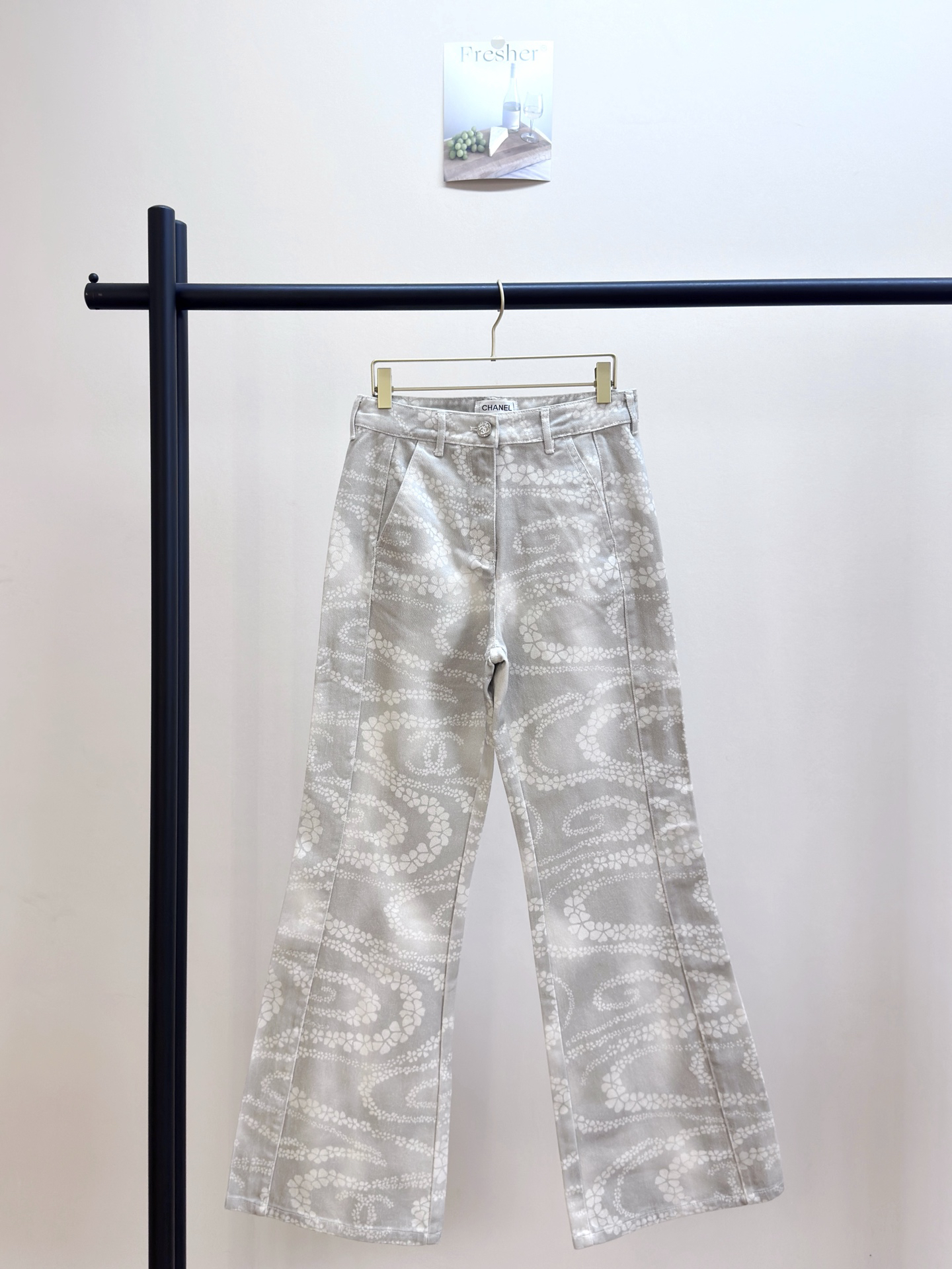 CHANE25SS printed denim micro trousers