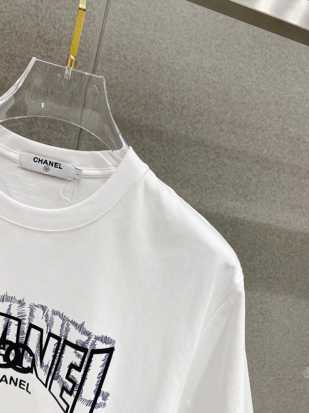 CHAN Skeleton Letter Print T Short Sleeve Shirt