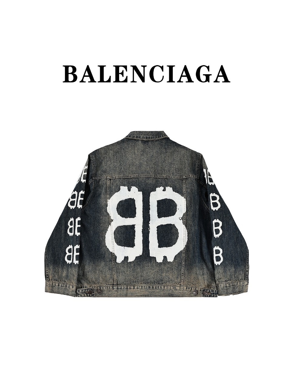 BA Bit Double Coin Graffiti Print Denim Jacket