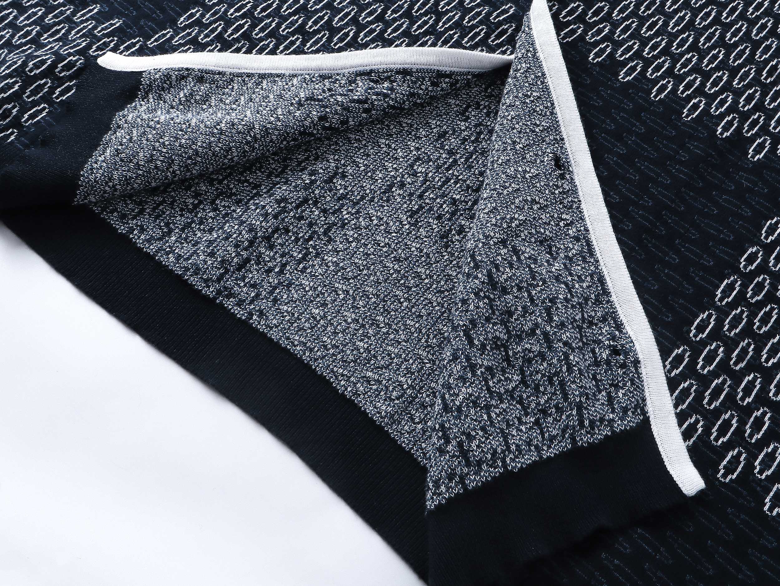 1V Blue grid knitted short sleeved shirt