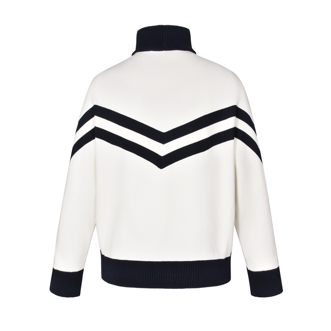 1V Stand up collar color blocked zipper sweater jacket