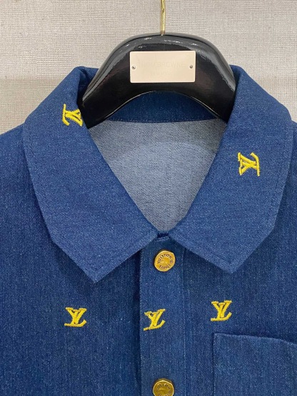 1V Denim denim small logo embroidered jacket with detachable sleeves for 2 outfits