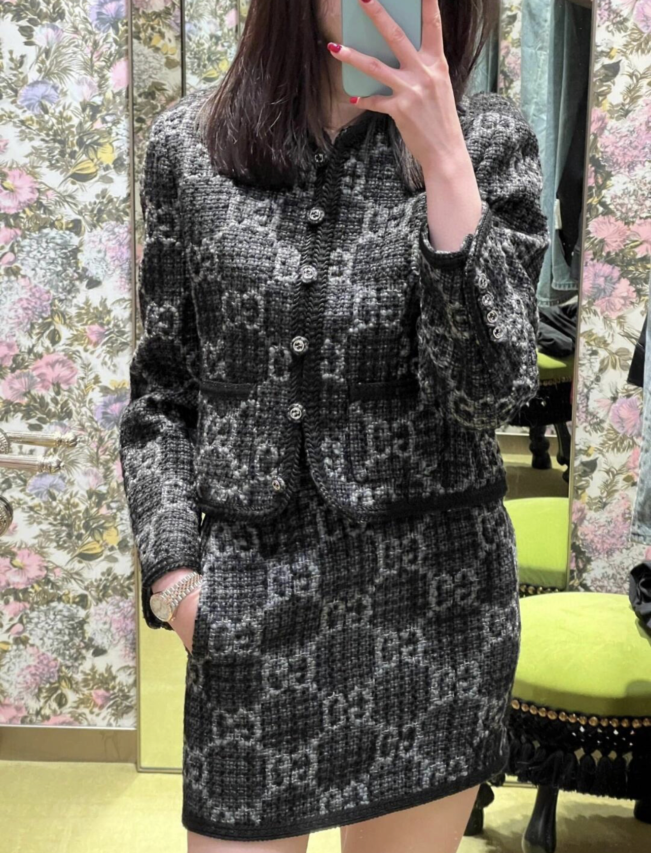 GG Embroidered woolen top