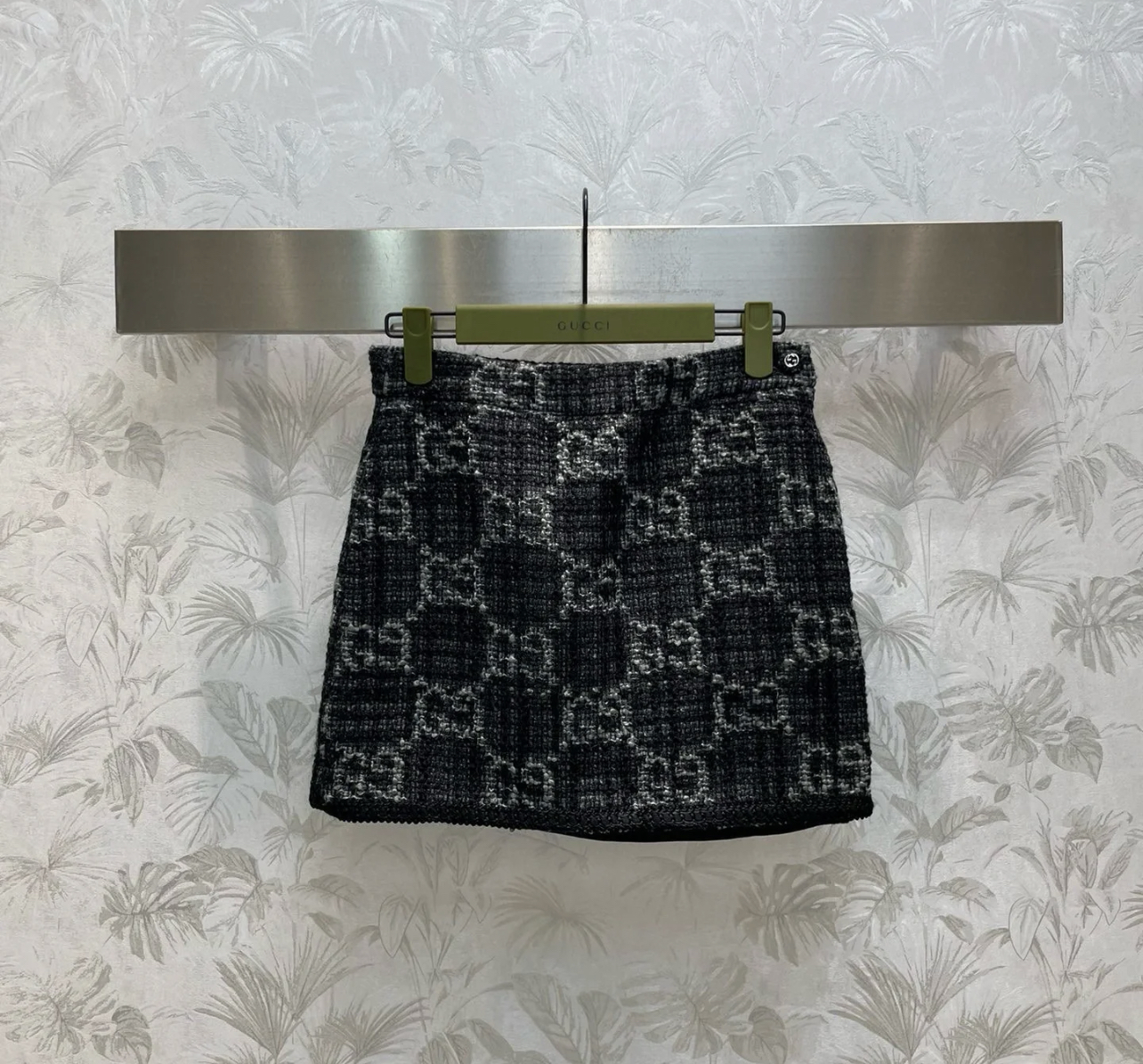 GG Embroidered woolen skirt