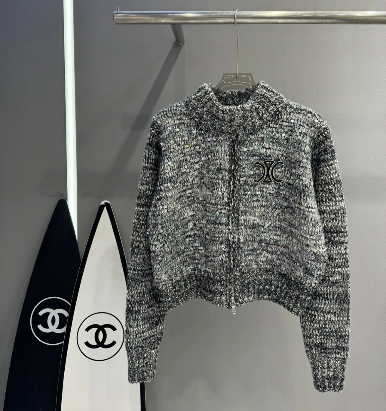 SL Sequin zipper sweater