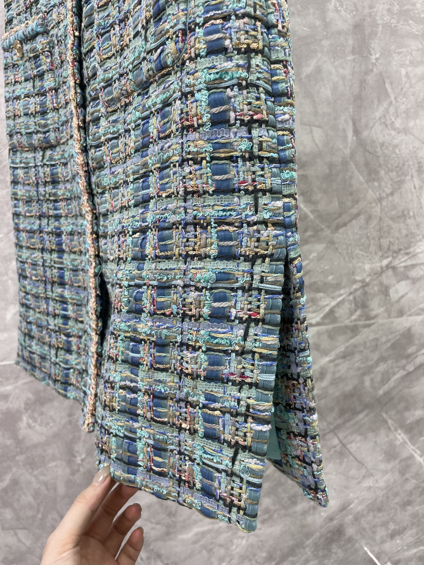 CC 25SS Peacock blue woolen vest skirt