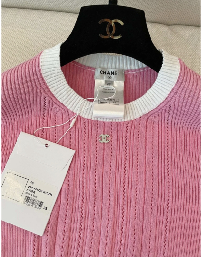 XX Color blocked small logo knitted short sleeved shirt