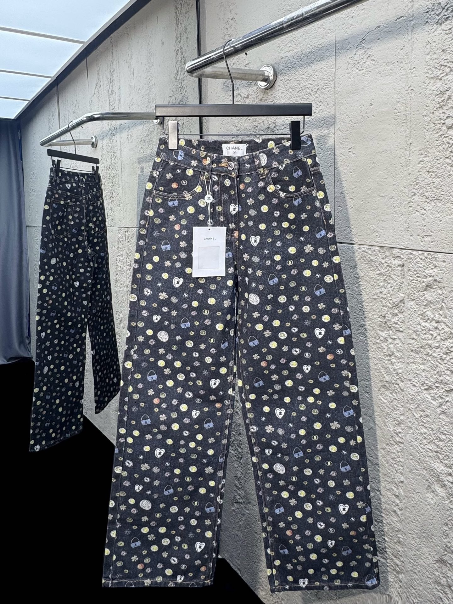 CC 2025SS 3D printed color patterned straight leg jeans