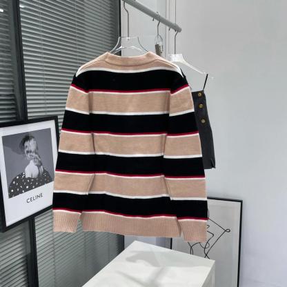 BUR New Striped Wool-Blend Ribbed Cardigan