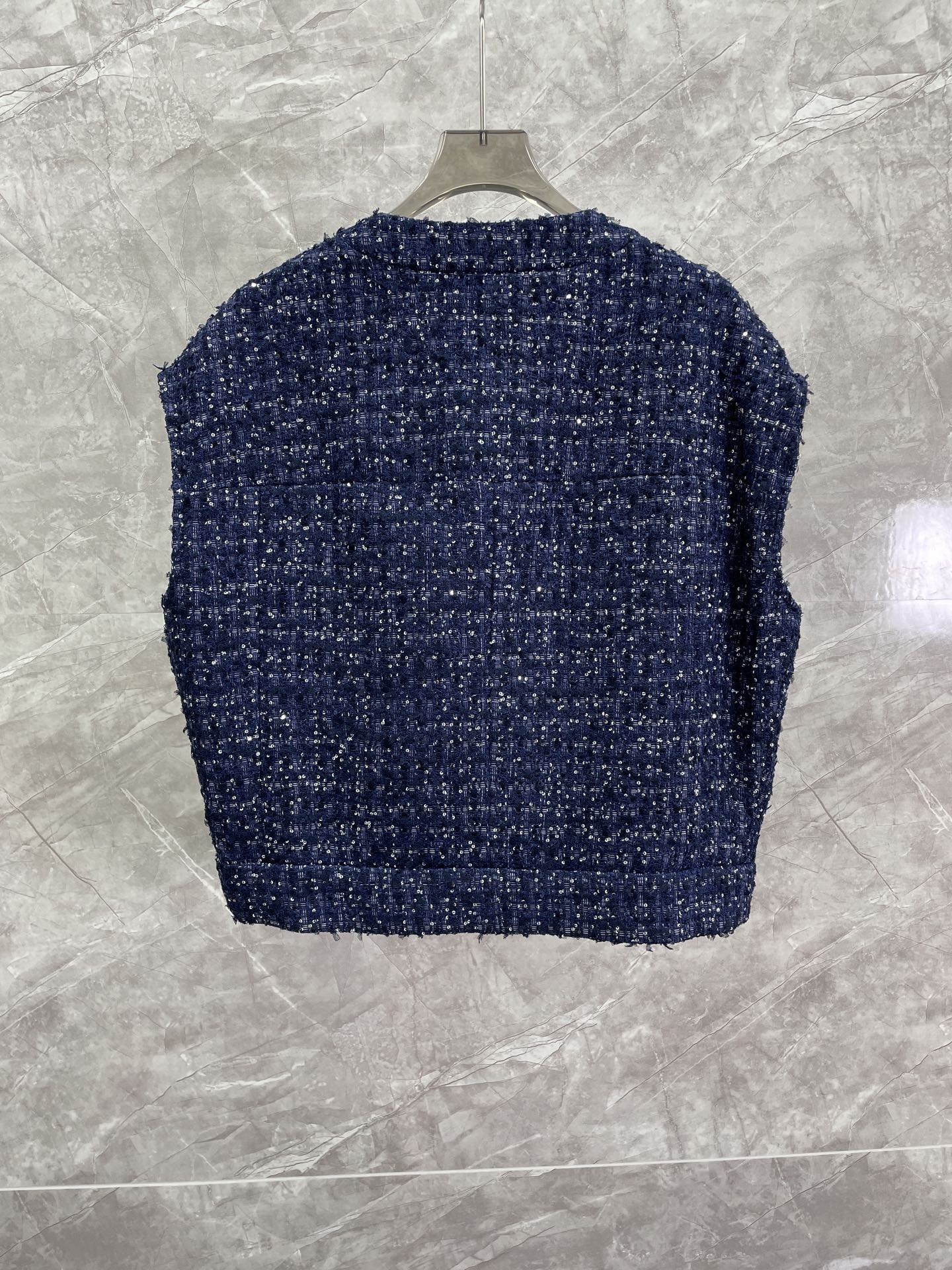 CC 25SS Blue single breasted coarse tweed vest