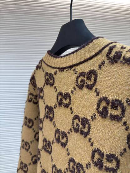 GG Round neck double G letter thick wool cardigan