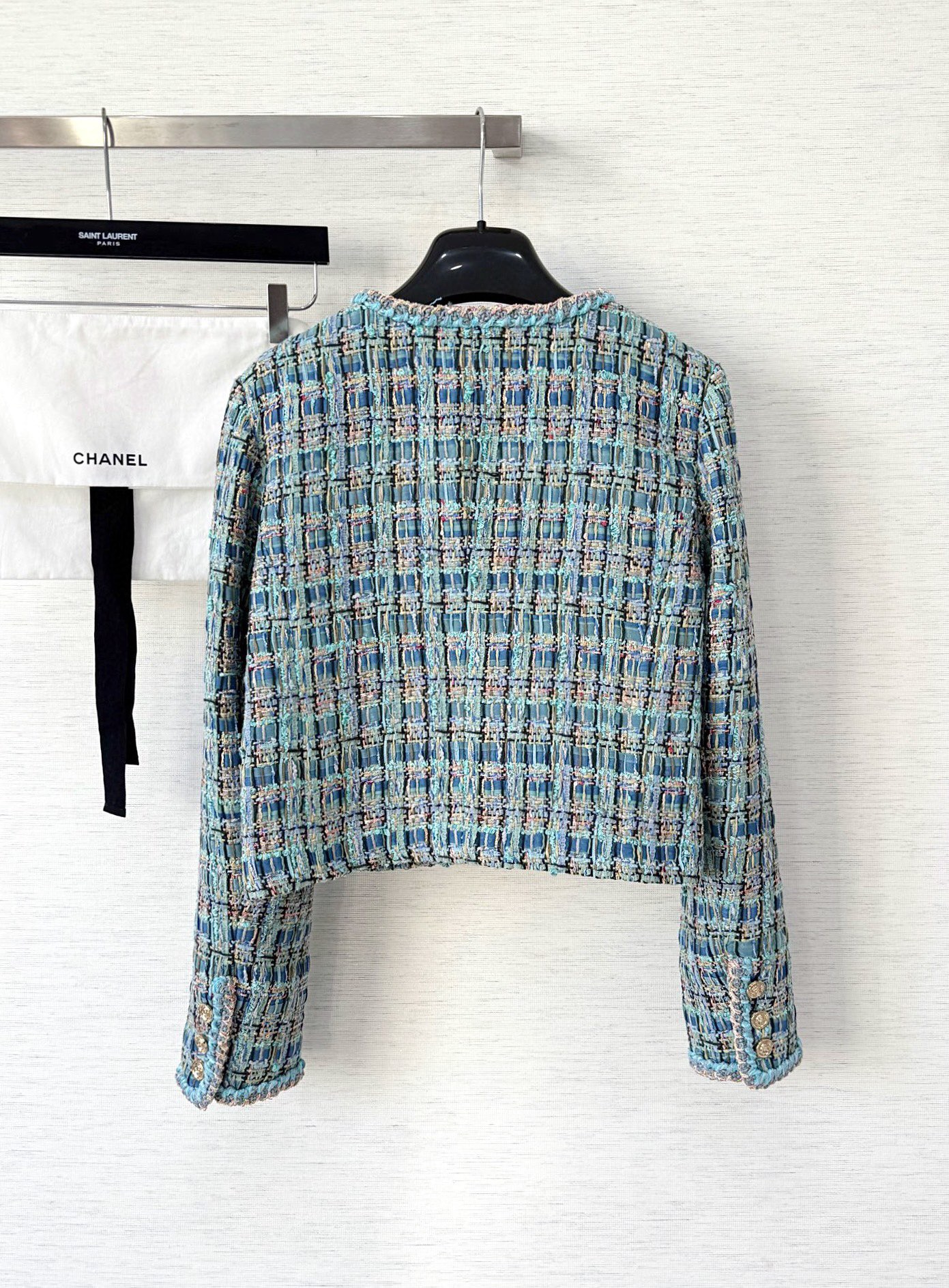 CC 25SS Peacock blue woven short jacket